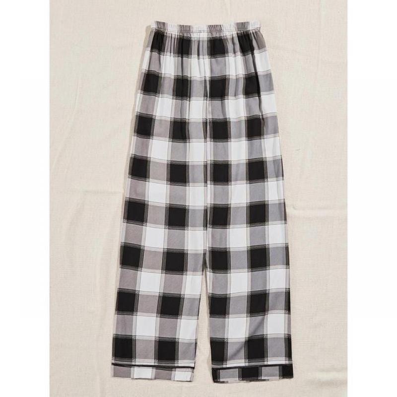 Women's Plaid Loose Drawstring Long Pajama Pants for Spring and Autumn Home Wear