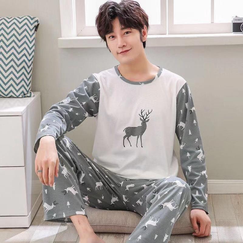 Mens Pajamas Letter Striped Casual Soft Sleepwear Cartoon Breath Pajama Sets Sleep&Lounge Pyjamas Spring Autumn Comfort Homewear