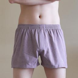 Summer Loose Sleep Bottoms 100Percent Cotton Pajama PJ Pants Comfortable U-shaped Crotch Boxers Fashion Striped Pajamas Shorts For Men