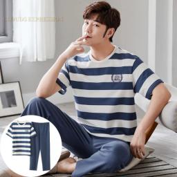 Summer Knitted Pj Short Sleeved Men's Pajamas Sets Male Pajama Set Letter Pajama For Men Sleepwear Suit Homewear Size XXXL1264