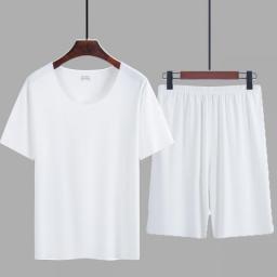 Summer Men's Pajamas Suit Thin Ice Home Clothes Traceless Short Sleeve Shorts Men's Round Neck Casual Summer Clothes