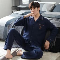 Men's 100Percent Cotton Pajamas Trendyol Plaid Sleepwear Spring Autumn Casual Comfortable Pajamas For Men Plus Size 4XL Pajama Sets