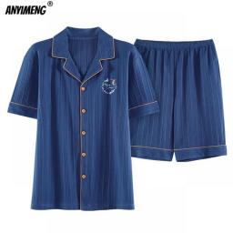 Youth Couple's Pajamas Summer Shorts Texture Cotton Soft Breathable Men And Women Matching Lounge Wear Lapel Cartoon Printed Pjs
