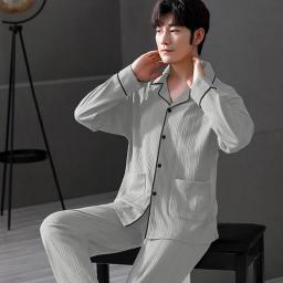 Trendyol Letters Print Pajamas For Men 100Percent Cotton Pajama Sets Spring Autumn Casual Man Plus Size Sleepwear PJ Breathable Pijama