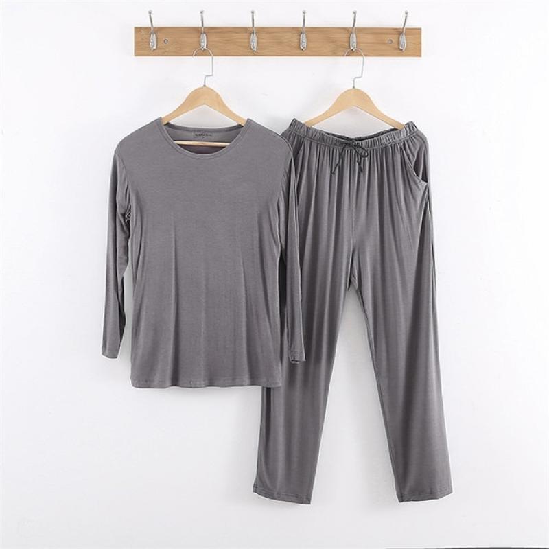 Plus Size 7XL 8XL Spring Men's Pajamas 2 Piece Set Long Sleeved Home Clothes For Men Loose Casual Nightgown Large Size 150KG