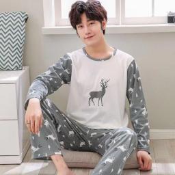 Mens Pajamas Letter Striped Casual Soft Sleepwear Cartoon Breath Pajama Sets Sleep&Lounge Pyjamas Spring Autumn Comfort Homewear