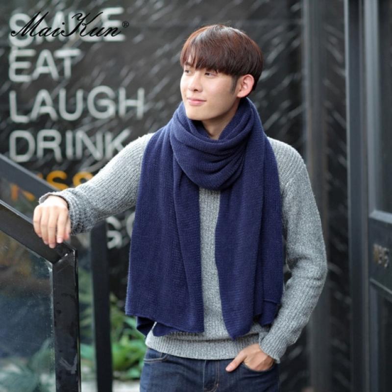 Maikun Thick Knitted Scarf For Men Fashion Winter Increase Simple Solid Color Scarf Men's Warm Neckerchief