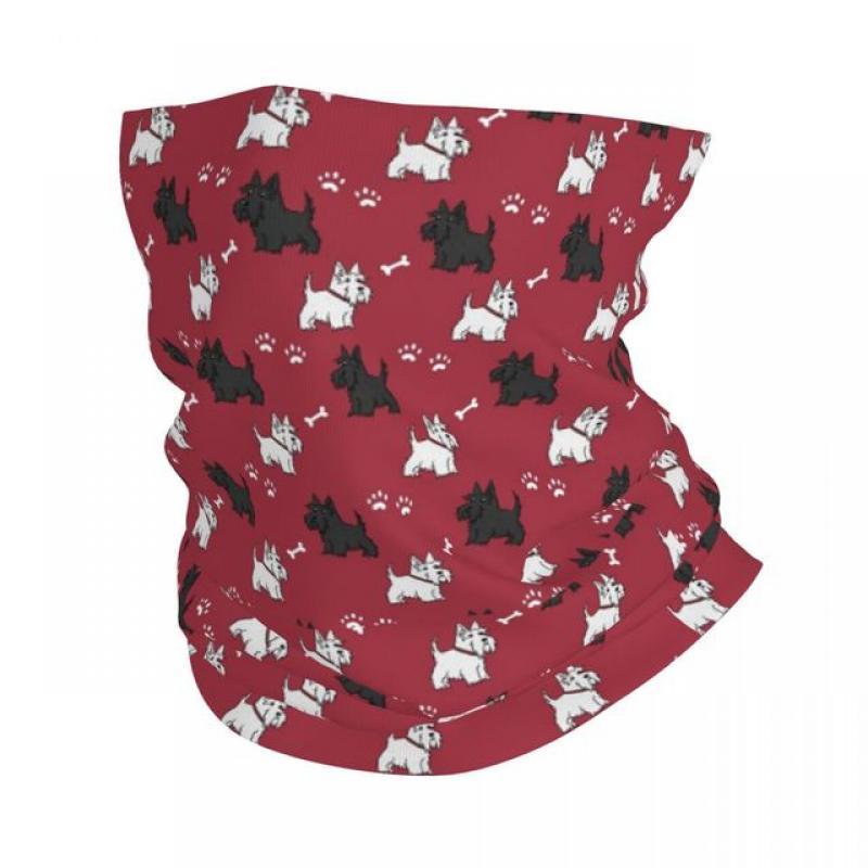 Red Scottish Terrier Dog Bandana Neck Gaiter Print Scottie Tartan Skye Balaclavas Multi-use Face Mask Scarf Fishing Unisex Adult