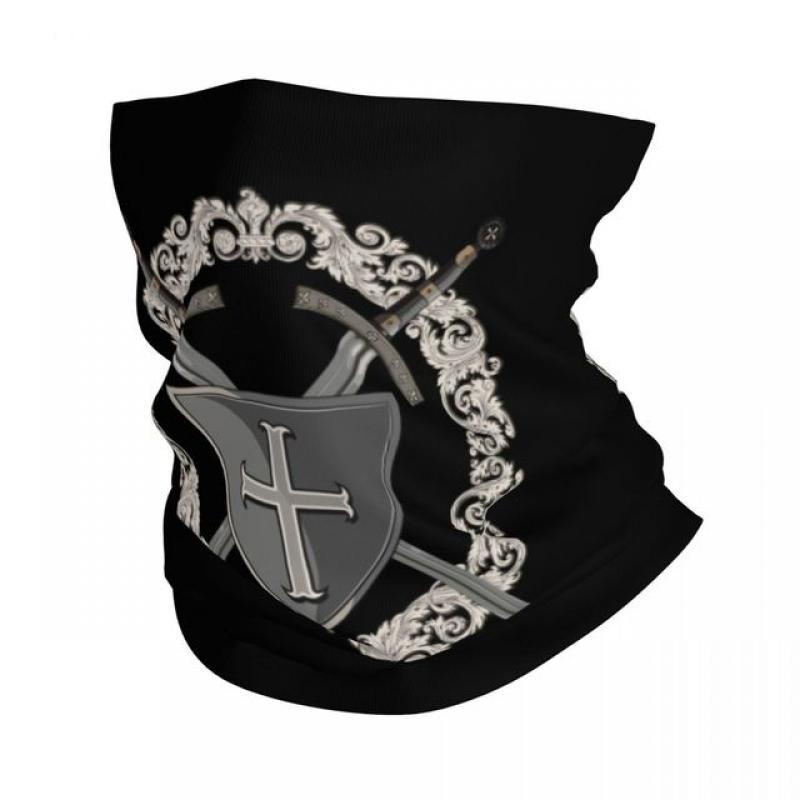 Templar Shield Crossed Swords Bandana Neck Cover Printed Knight Warrior Balaclavas Wrap Scarf Cycling Scarf Outdoor Sports Adult