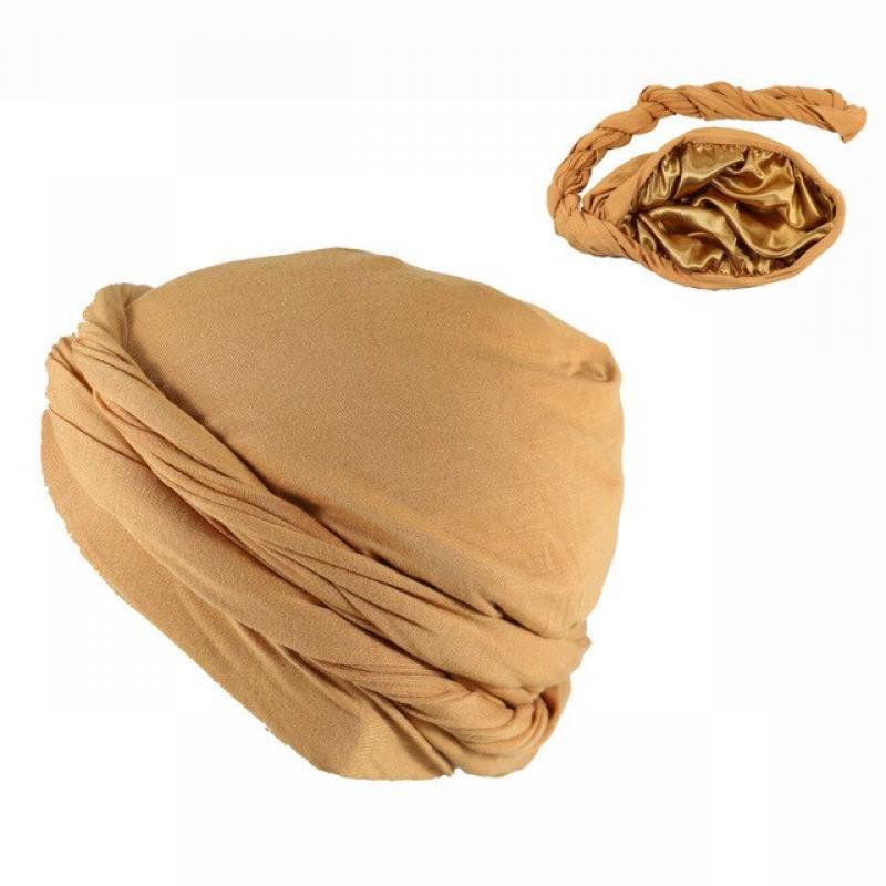 Halo Turban Durag for Men Satin Satin Silk Lined Elastic Men Turban Head Wrap Head Scarf Do-rag Long Straps