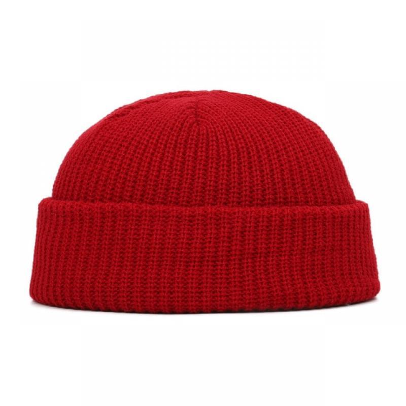 Knitted Beanie Hat Solid Soft Stretchy Caps for Autumn Winter Men Short Head Caps Outdoor Warm Melon Street Beanies Women Hats