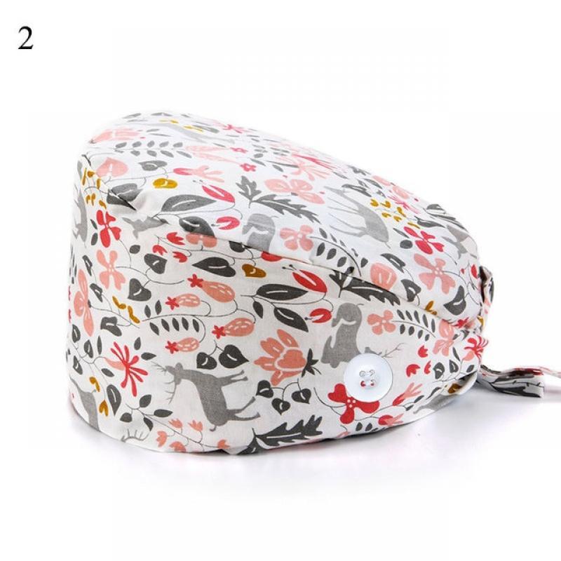 Cartoon Pattern Medical Scrub Hat Hospital Doctor Work Caps Health Worker Scrub Cap Pet Clinic Nurse Beautician Nursing Hat