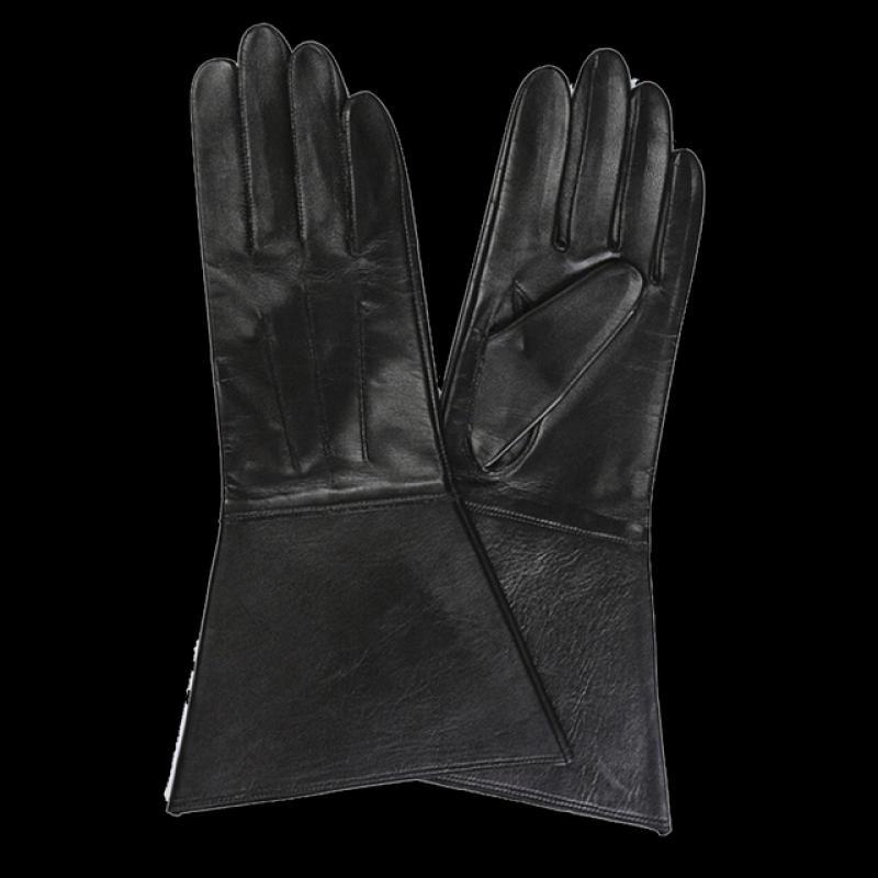 35CM Mens Leather gloves Touch Screen Double Cuff Luxury Unlined Genuine Leather Tight Long Driving Riding Moto Gloves