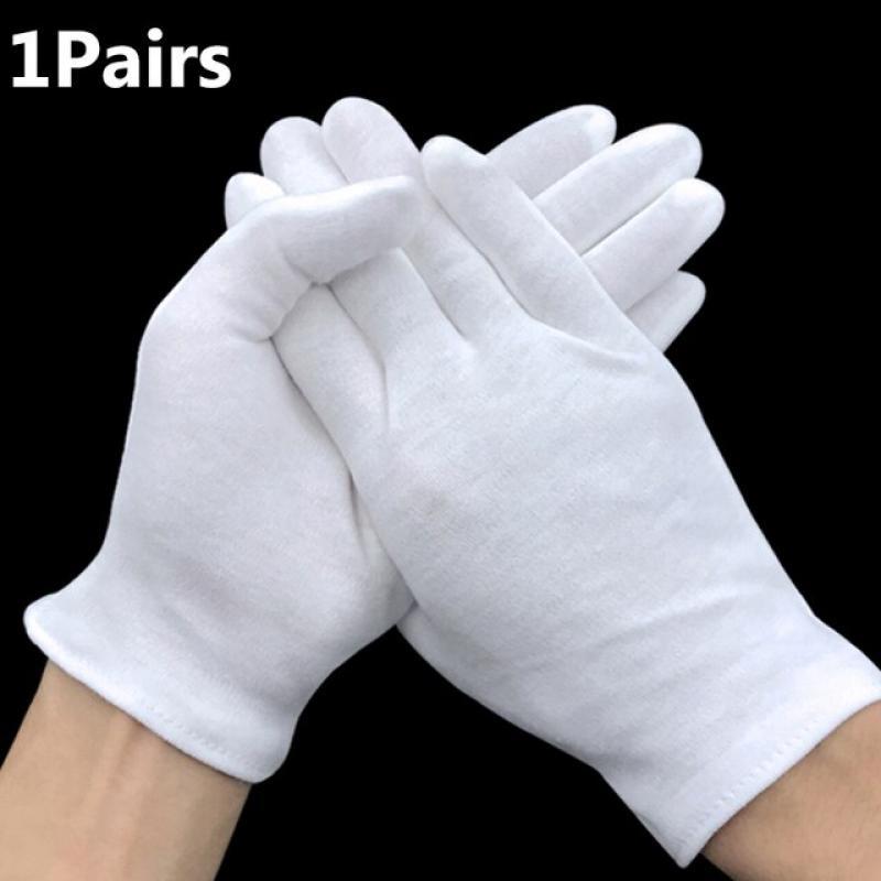 20Pcs White Cotton Work Gloves for Dry Hands Handling Film SPA Gloves Ceremonial High Stretch Gloves Household Cleaning Tools