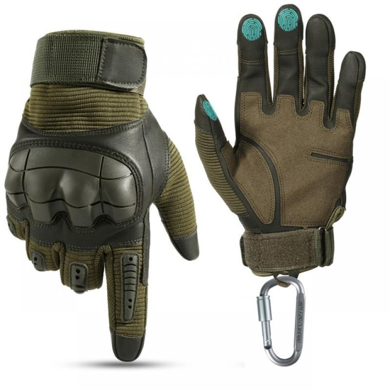 Full Finger Tactical Army Gloves Military Paintball Shooting Airsoft PU Leather Touch Screen Rubber Protective Gear Women Men