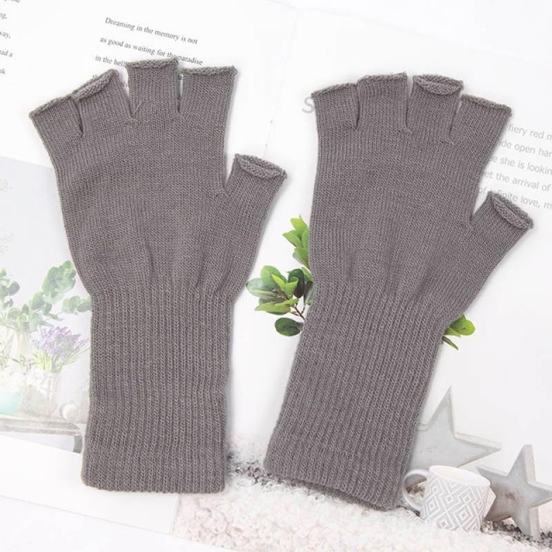 2022 New Unisex Black White Half Finger Fingerless Gloves Women and Men Wool Knit Cotton Gloves Autumn Winter Warm Work Gloves