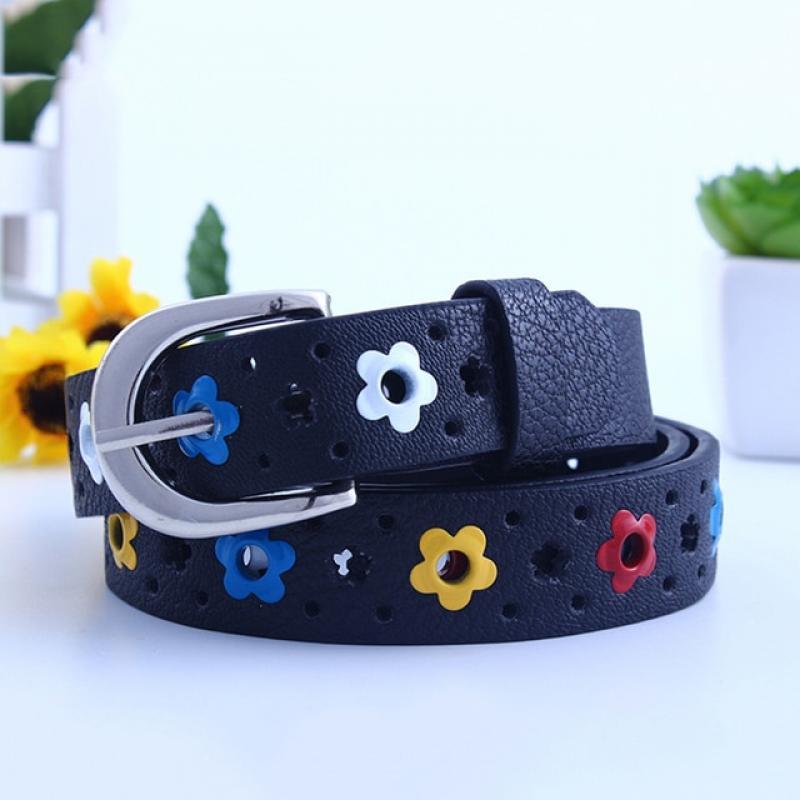 Children Belt Kids Cute Peach Heart Buckle Faux Leather Belts For Girls Love Heart Eyelet Grommet Waist Belt Solid Waistband