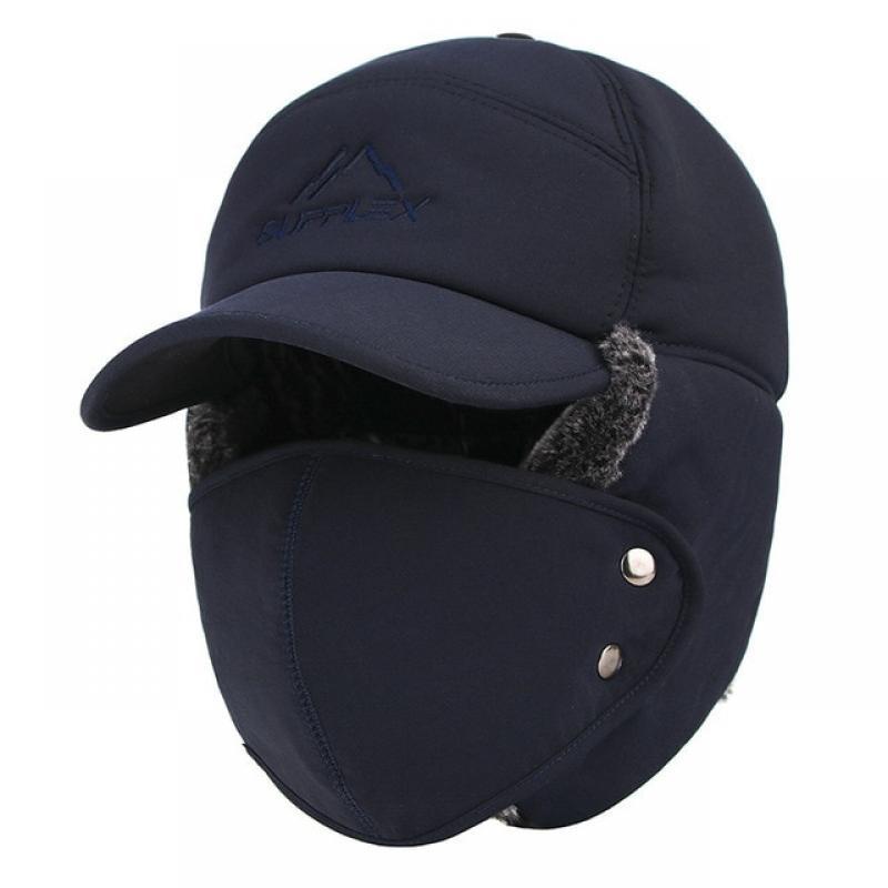 New Men's Ear Protection Face Bomber Hats Thicker Plus Velvet Warm Women Winter Hat Outdoor Cycling Snow Male Bone Cap Ski Hat