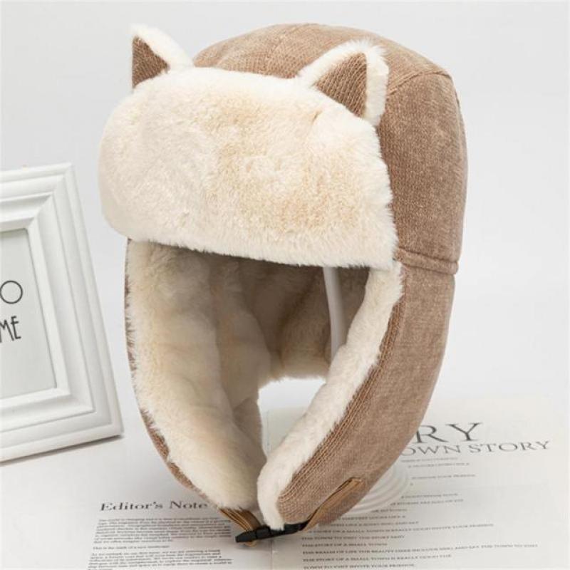 2022 Cat Ears Lei Feng Hat For Adults Children Winter Warm Earmuffs Thicken Ear-flapped Hat Outdoor Sport Skiing Hiking Bonnet