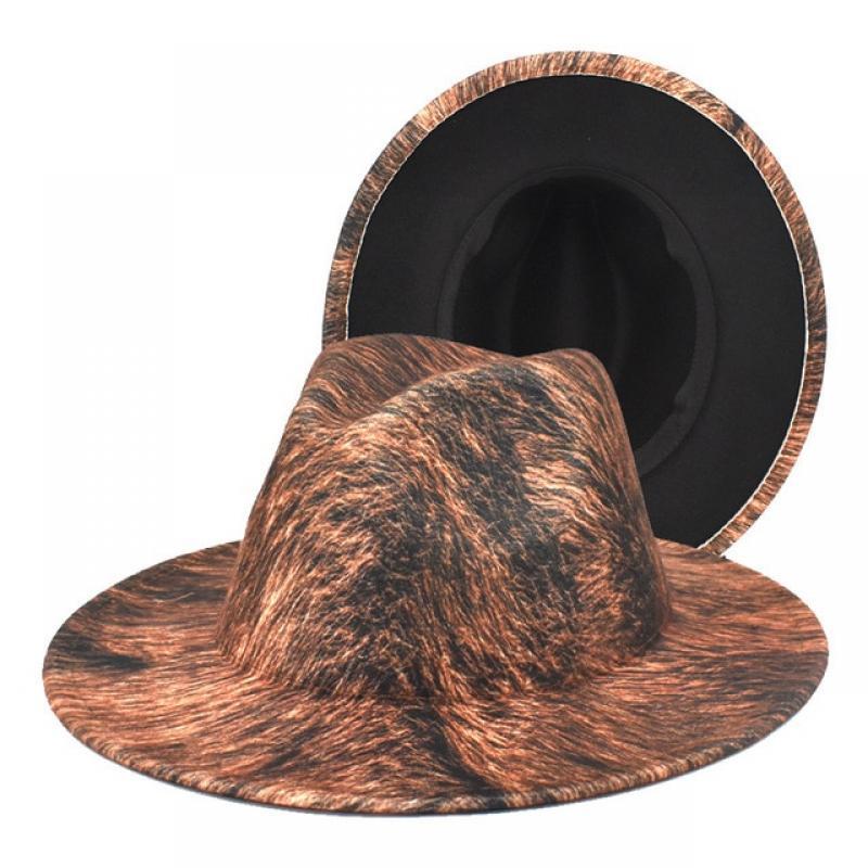 Fashion Patchwork Women Fedora Hat Letter printing Design Wide Brim Trilby Jazz Hats Formal Street Dress Cap Sombreros De Mujer