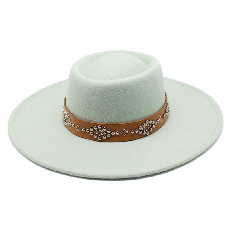 New Fedora Hats For Women 9.5cm Wide Brim Khaki Black Felted Dress Hat Panama Church Men Jazz Hat Sombreros De Mujer