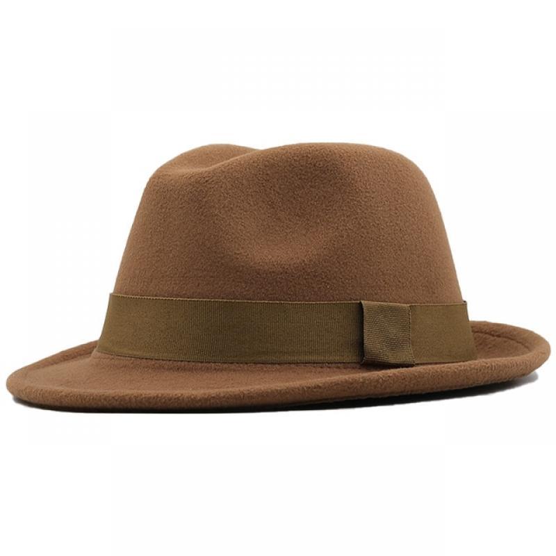 Wide Brim Wool Fedora Hat Men Black White Western Winter Classical Cowboy Hat Derby Panama Wedding Church Jazz Hats For Women