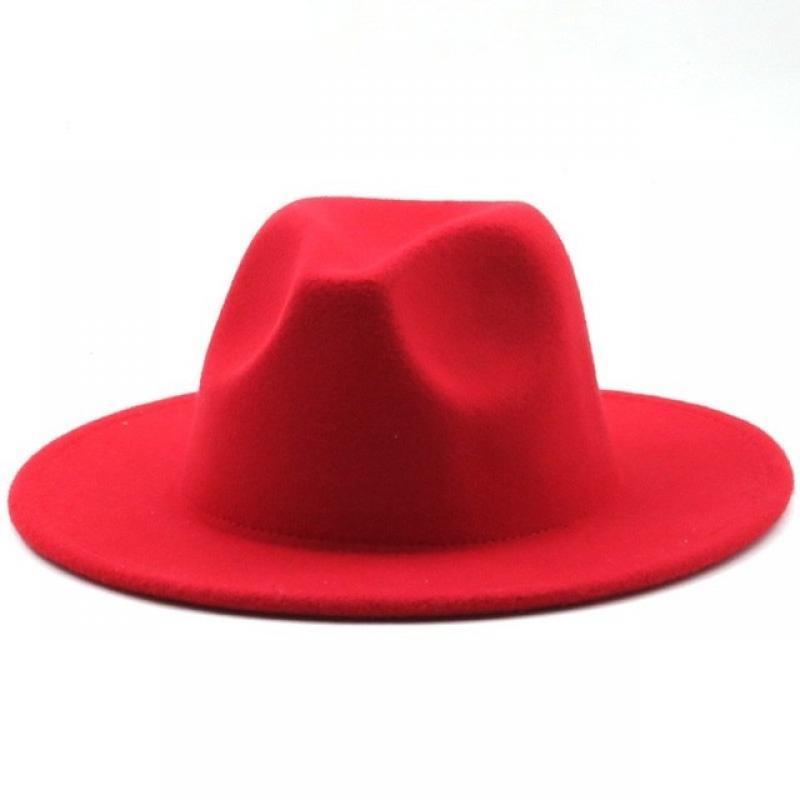 New British Style winter Child wool solid Classic fedoras cap Boy Girls panama jazz hat Big Wide Brim Big black Fedoras 52-54CM