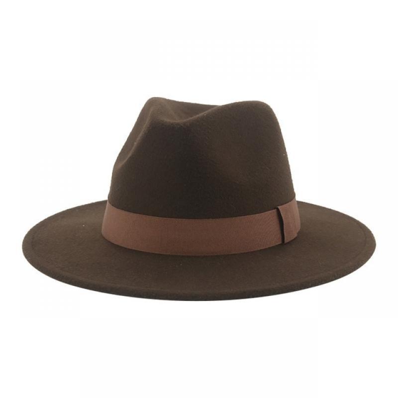 Women's Hat Men Fedora Hats Wide Brim Belt Ribbon Band Solid Classic Formal Dress Wedding Fedora Hats for Men Sombreros De Mujer