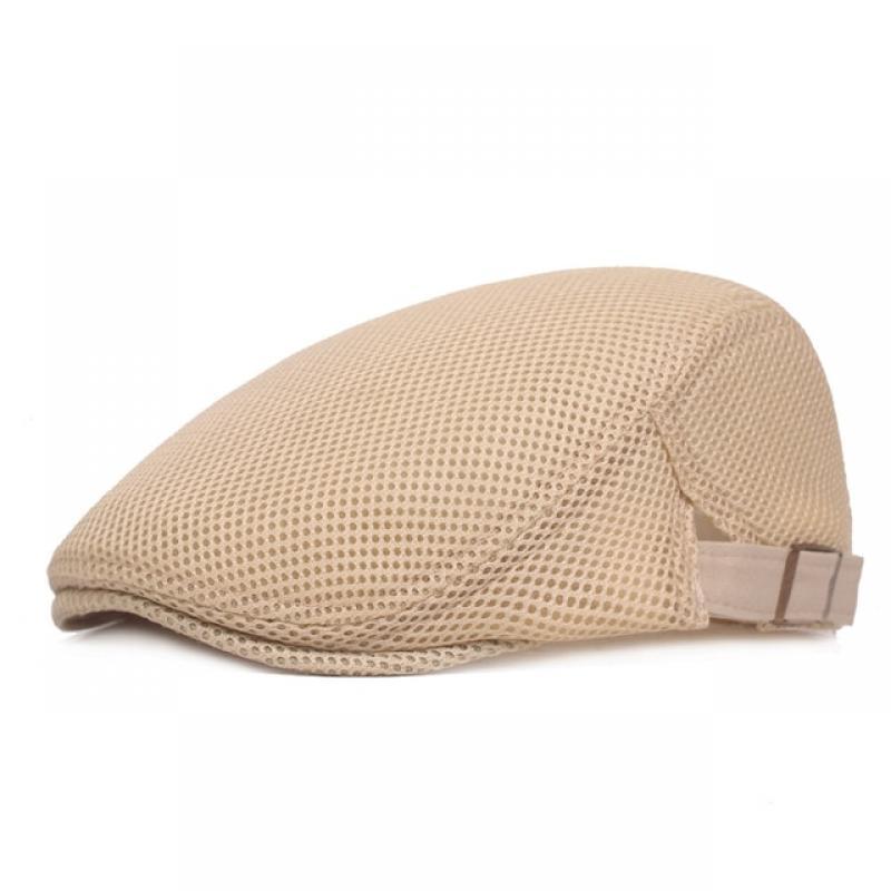 Summer Men Women Casual Beret Hat New Fashion Solid Color Flat Cap Newsboy Style Gatsby Hat Adjustable Breathable Mesh Caps