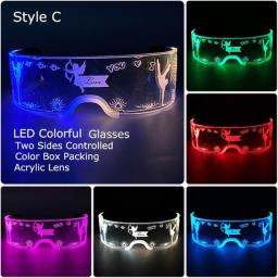 LED Luminous Glasses Carnival Party Acrylic Glowing Glasses Rave Costume Glasses KTV DJ Bar Costume Décor Christmas Gift