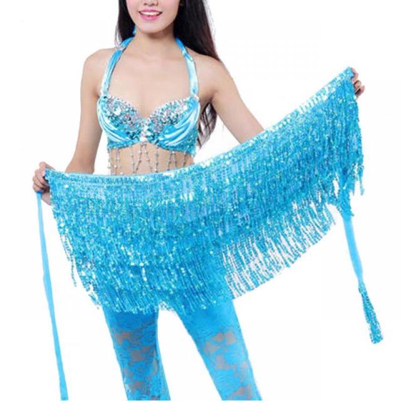 12 Color Belly Dancing Belly Skirt Sequins Decor Viscose Belly Dance Hip Scarf For Belly Dance Dança Do Ventre Mostrar Traje