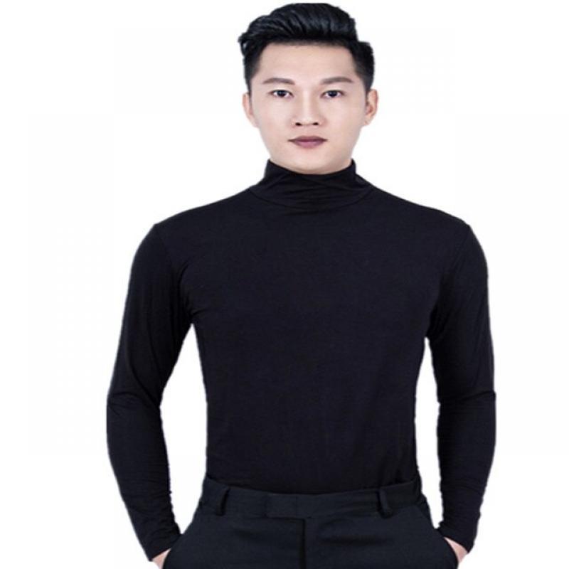Men male modern Latin dance shirt square dance breathable Sweat-absorbent long-sleeved jumper dance top Practice clothes