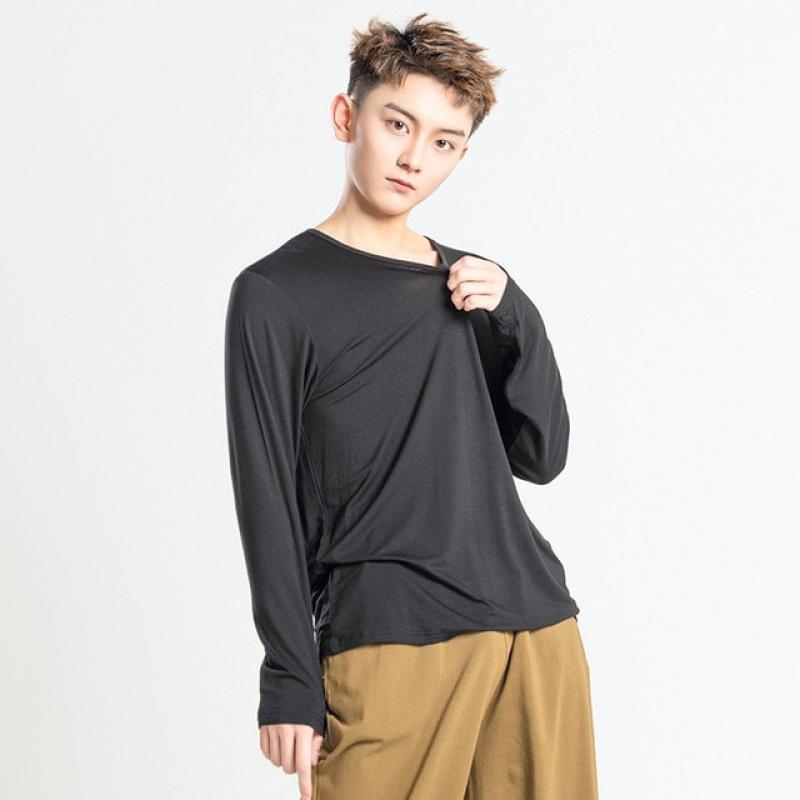 2023 Men Latin Dance Tops Loose Long Sleeve Latin Dance Shirt Modern Dancing Tops Teacher Practice Clothes New Stage Dancewear