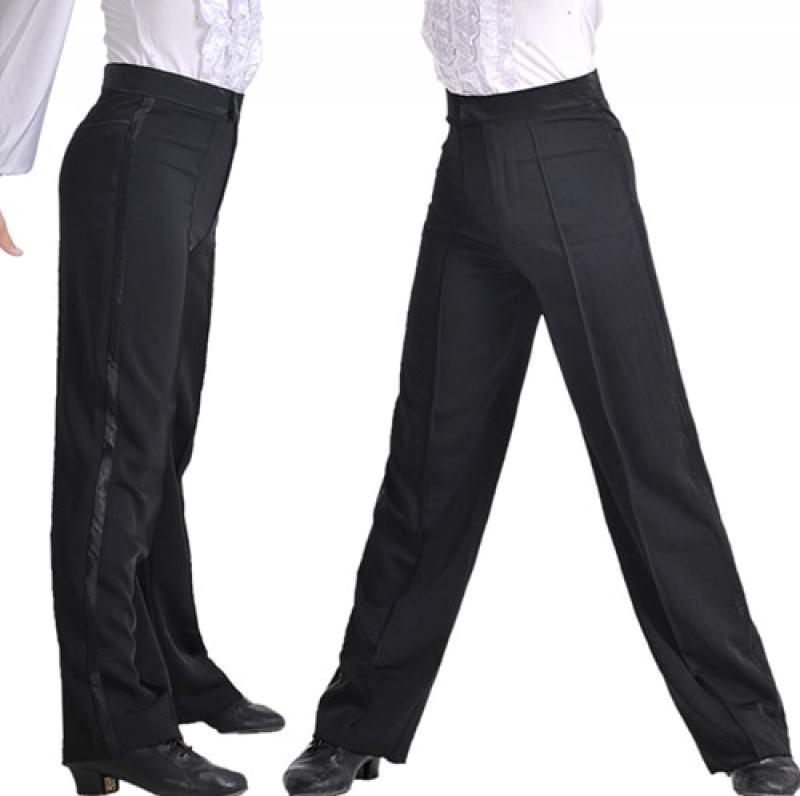 Black Latin Dance Pants for Men Modern Salsa Tango Ballroom Dancewear Professional Boys Adult Satin Latin Dance Trousers