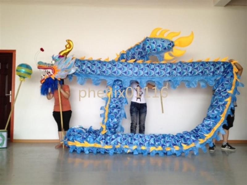 10m 6 Adults Chinese Traditional  Culture Length Silk Fabric DRAGON DANCE ORIGINAL Party Props Folk Festival Celebration Costume