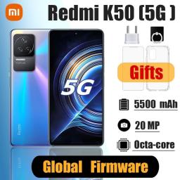 Original Xiaomi Redmi K50 5G Smartphone, Dimensity 8100 Octa Core 5500mAh Battery 67W Fast Charging 48MP Triple Camera 120Hz