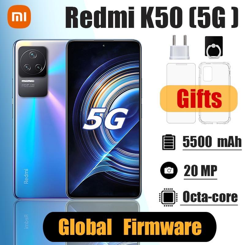 Original Xiaomi Redmi K50 5G Smartphone, Dimensity 8100 Octa Core 5500mAh Battery 67W Fast Charging 48MP Triple Camera 120Hz