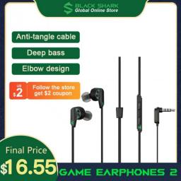 New Original Black Shark 3.5 Mm Earphone2 Smartphone Headphone Deep Bass Elbow Design Anti-tangle For Xiaomi,Poco,Redmi