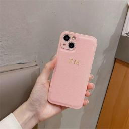 13 14 Pro Max Personalised Case For IPhone 13 12 11 14 Pro Max Luxury Custom Name Cases Korea Initial Letters Leather Cover 11