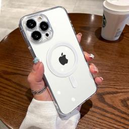 Luxury Plating Clear Magnetic For Magsafe Wireless Charger Case For IPhone 14 13 12 11 Pro Max X XR XS SE 8 Plus Silicone Cover