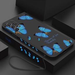 Retro Butterfly Case For Samsung Galaxy A52 A53 A73 A72 A33 A13 A23 A32 A22 A12 A52S 5G A71 A51 Silicone Cover With Lanyard