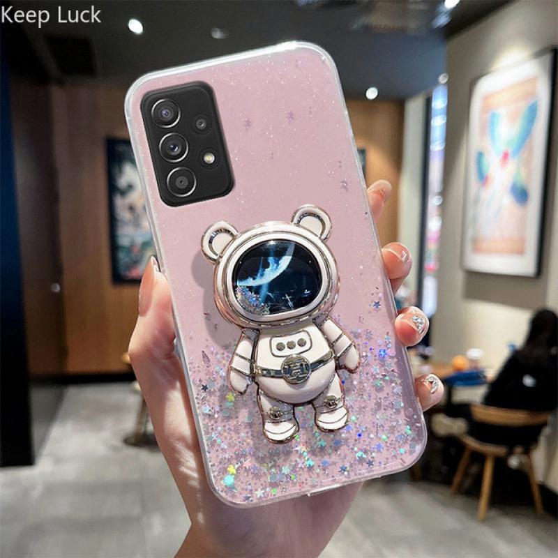 Transparent Quicksand Glitter Astronaut Case For Samsung Galaxy A14 A34 A54 A13 A23 A33 A53 A12 A22 A32 A52 A72 Soft Shiny Cover