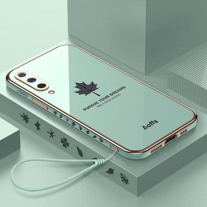 A 50 70 Luxury Maple Leaf Lanyard Case For Samsung Galaxy A50 A70 A7 2018 A20 A30 A51 A71 Plating Silicone Cover A20s A21s A30s