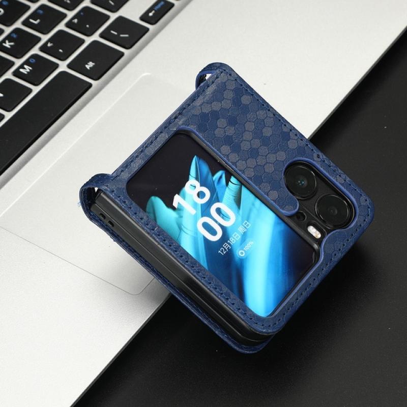 Card Slot Holder Leather Cover for OPPO Find N2 Flip 5G CPH243 n2flip findn2flip Geometric Wallet Non-Slip Shockproof Phone Case