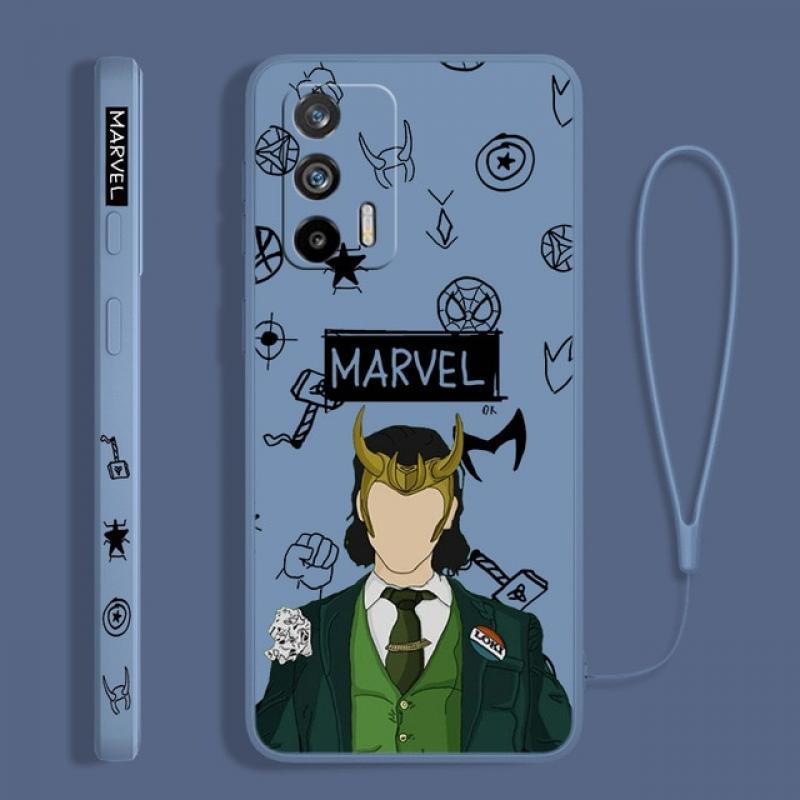 Marvel Loki iron Man For OPPO Realme Q5i Q3S GT NEO 3T 2 Master XT X7 X2 V23 C30 C21Y C11 Liquid Left Rope Phone Case