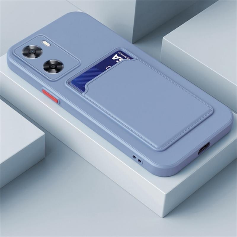 Candy Silicone Soft Card Slot Wallet Holder Case For Oppo A57s A57 A 57s 57 s 4G 57A 2023 CPH2385 6.7" Slim Camera Protect Funda