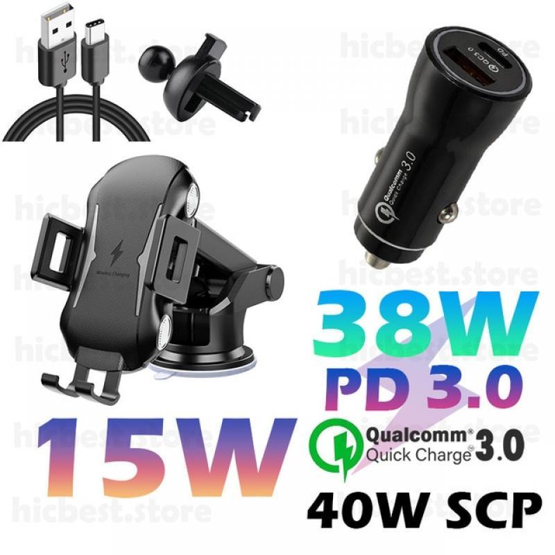 15W Car Wireless Charger Mount for Samsung S22 Ultra S22+ 5G S21 S20 Induction Car Charger Phone Holder for iPhone 14 13 12 SE
