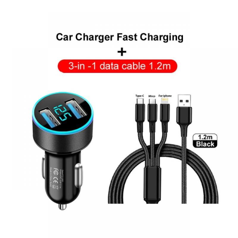 66W 4 Ports USB Car Charger Fast Charging PD Quick Charge 3.0 USB C Car Phone Charger Adapter For iPhone 13 12 Xiaomi Samsung