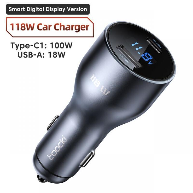 Toocki PD 118W USB C Car Charger QC 4.0 PD3.0 Type C Fast Charging Phone Charger For iPhone 13 12 11 Xiaomi Samsung Poco Huawei
