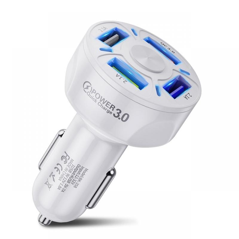 4Ports USB Car Charge Quick 7A Mini Fast Charging For iPhone 11 Xiaomi Huawei Mobile Phone Charger Adapter in Car 66W